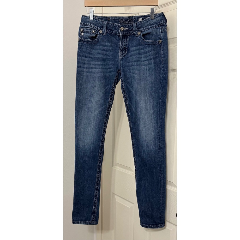 Miss Me Skinny Jeans Womens 31 Dark Wash Sequin Angel Wing festival glam Y2K